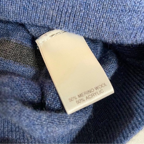 Turnbury Mens XL (44 in Chest) Navy Blue Striped
Wool Blend Pullover Sweater - Picture 5 of 11